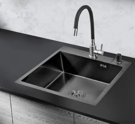 MR-5050BL Matte Набор 3 в 1 РМС (кухонная мойка+ корзина раздвижная+ дозатор врезной)