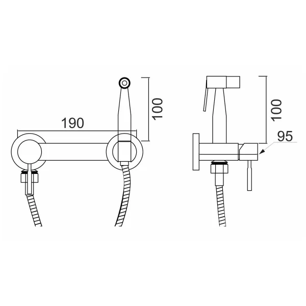 Гигиенический душ со смесителем РМС SUS129BL-5-2 Черный