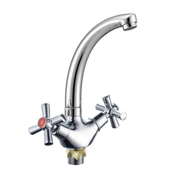 Смеситель для кухни РМС SL138-272F двуручковый с поворотным изливом Хром