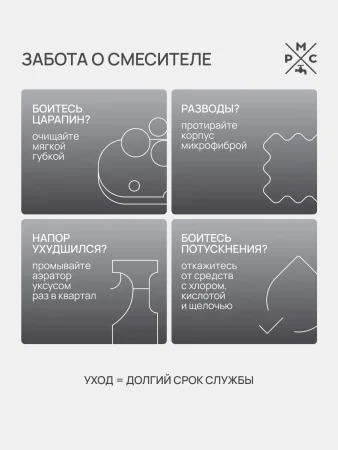 Смеситель для раковины РМС SUS128BL-001F Нержавеющая сталь Черный