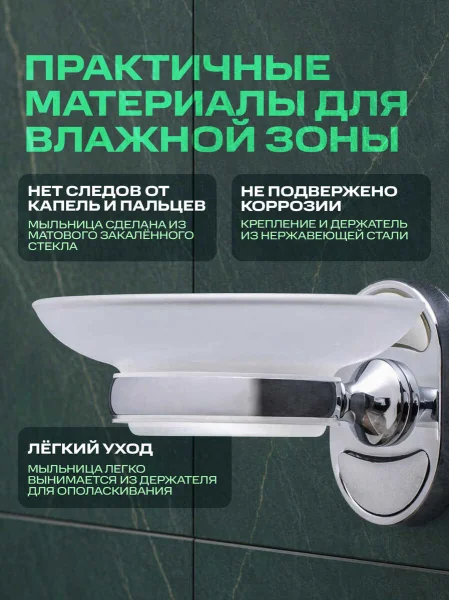 Мыльница овальная РМС A2020 матовое стекло