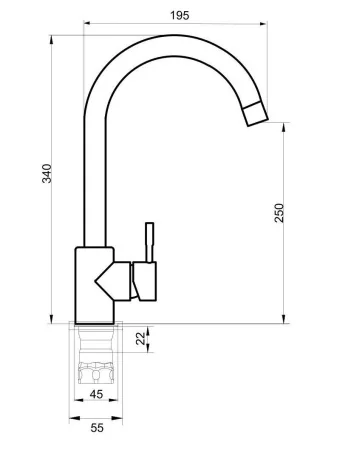 SUS124G-017F Смеситель для кухни,  ø35