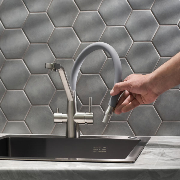 Смеситель для кухни РМС SUS127GY-016F-015 с фильтром для питьевой воды Нержавеющая сталь Серый