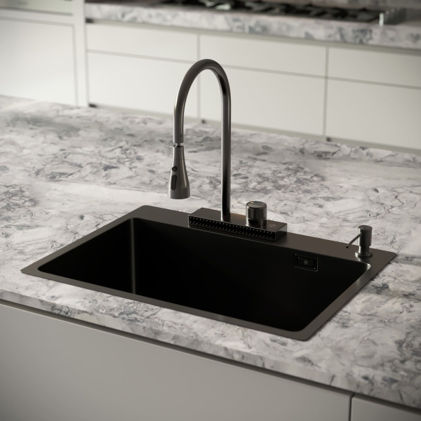 MR-5843BL Набор 3 в 1 РМС (кухонная мойка+ корзина раздвижная+ дозатор врезной)