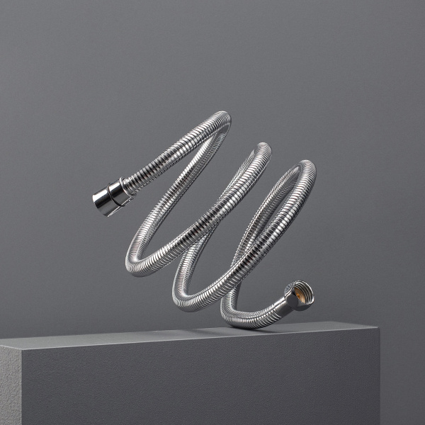 Шланг для душа SH 08 с двойным замком и с мелким шагом плетения растяжной 150 см-190 см Хром