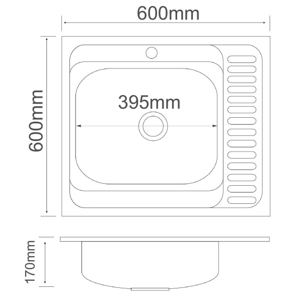 Мойка для кухни РМС MG6-6060L Накладная глянцевая