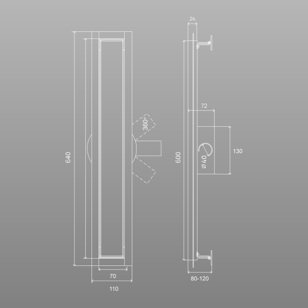 Трап для душа линейный РМС ТЛ02-60х7см Нержавеющая сталь