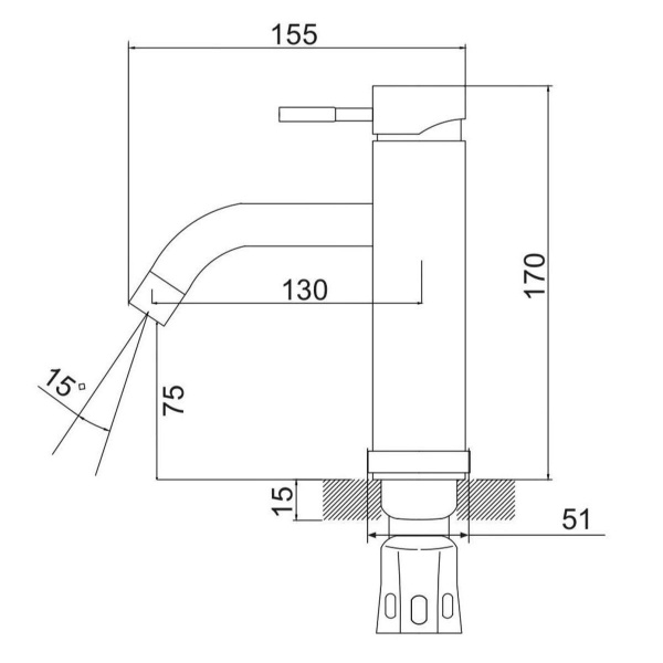 Смеситель для раковины РМС SUS128BL-001F Нержавеющая сталь Черный