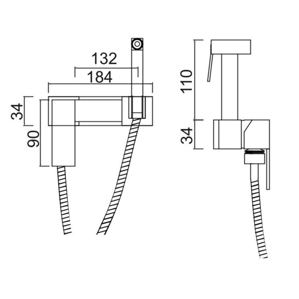 Гигиенический душ со смесителем РМС SUS129-6-2 Нержавеющая сталь