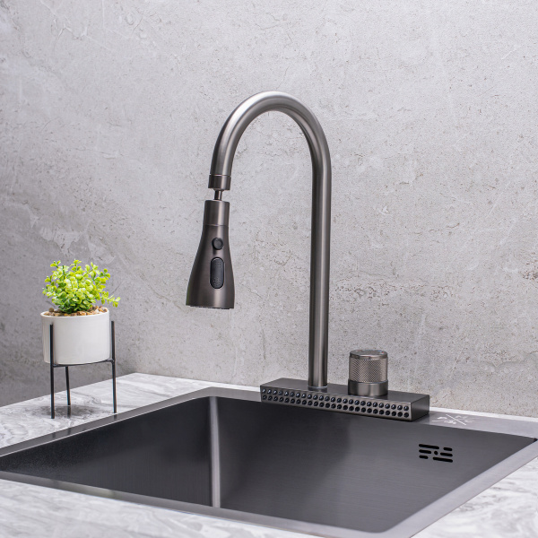 Смеситель для кухни РМС SUS130PVD-017F-2 с PVD покрытием Нержавеющая сталь