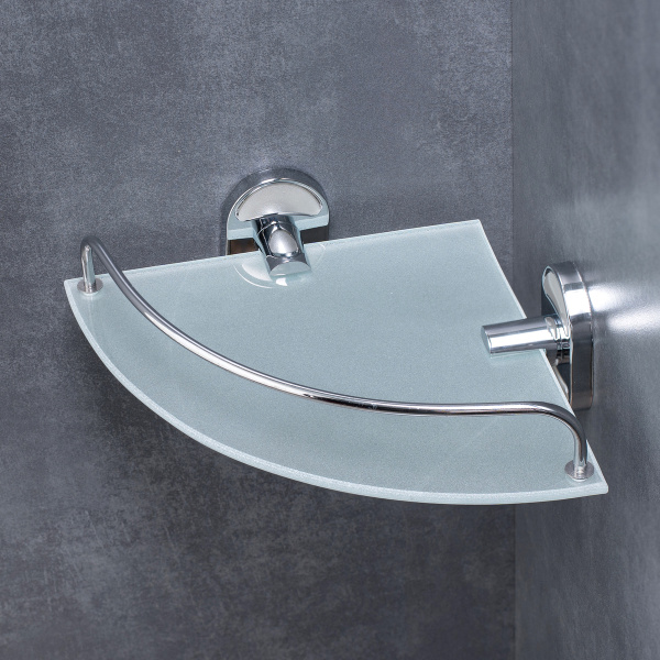 Полка для ванной комнаты стеклянная РМС A9011 угловая