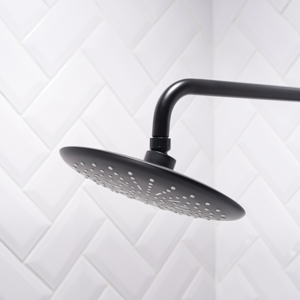 Душевая стойка РМС SUS124BL-009DK с тропическим душем Нержавеющая сталь Черный