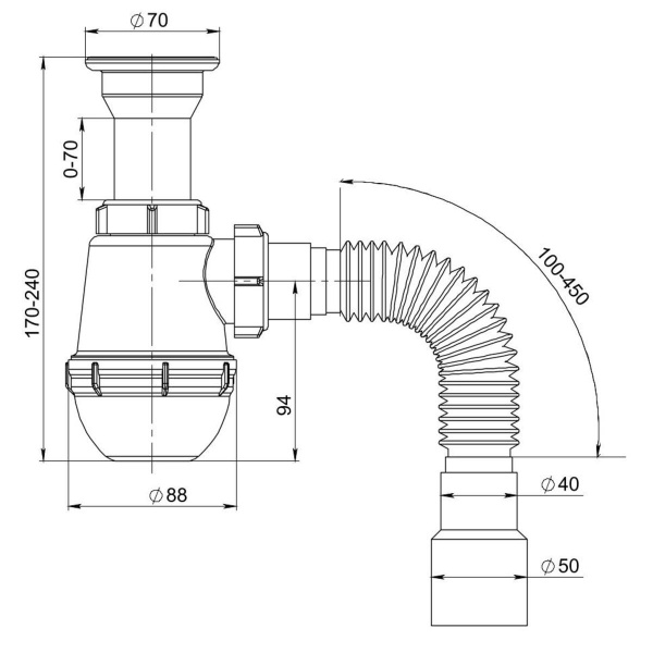 Сифон для мойки литой РМС СМ-01
