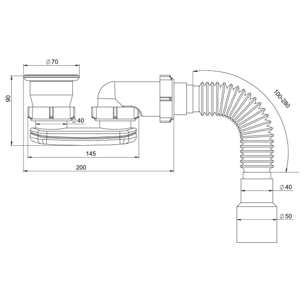 Слив-перелив для душевого поддона РМС СД-П плоский Белый