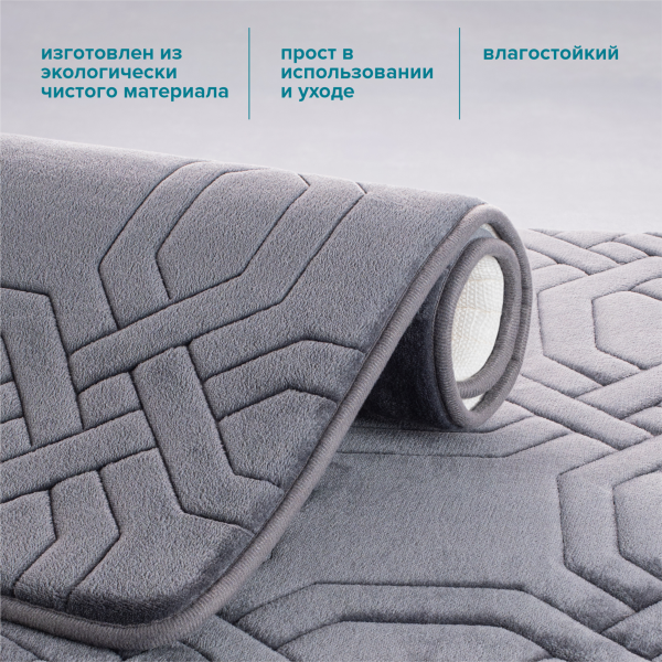 Изображение коврик для ванной комплект серый рмс кк-09тс-40х60/50х80