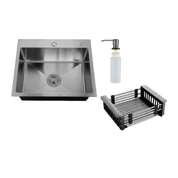 MR-5050BL Набор 3 в 1 РМС (кухонная мойка+ корзина раздвижная+ дозатор врезной)