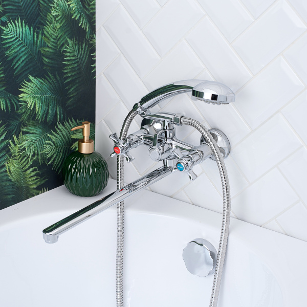 Смеситель  для ванны с душем BOOU BA5333-4-B723-C018 двуручковый Латунь