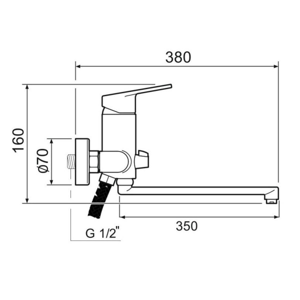 Смеситель для ванны с душем РМС SL132-006E однорычажный Хром