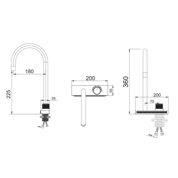 Смеситель для кухни РМС SUS130PVD-017F с PVD покрытием Нержавеющая сталь
