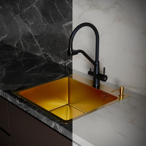 MR-5050G Набор 3 в 1 РМС (кухонная мойка+ корзина раздвижная+ дозатор врезной)