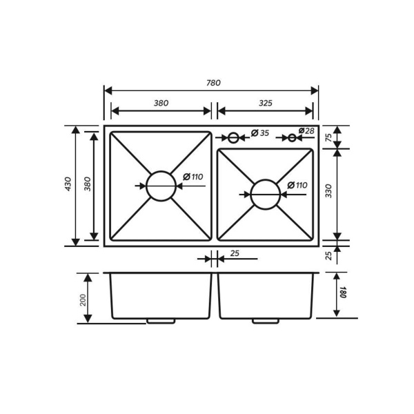 MR-7843 Набор 3 в 1 РМС (кухонная мойка+ корзина раздвижная+ дозатор врезной)