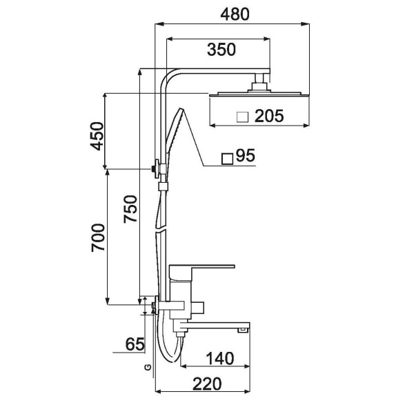 Душевая стойка РМС SL144-009DK Цинковый сплав