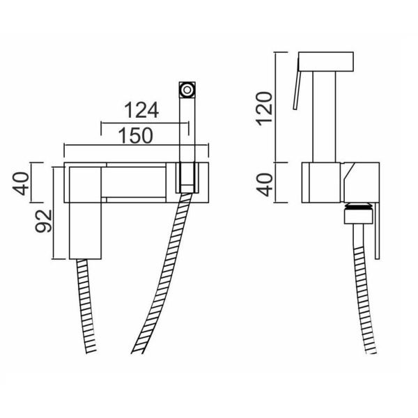 Гигиенический душ со смесителем РМС SUS129BL-6-2 Черный