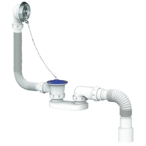 Сифон для ванны или глубокого поддона с переливом Unicorn S12 плоский