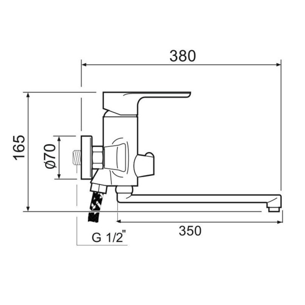 Смеситель для ванны с душем РМС SL133-006E однорычажный Хром