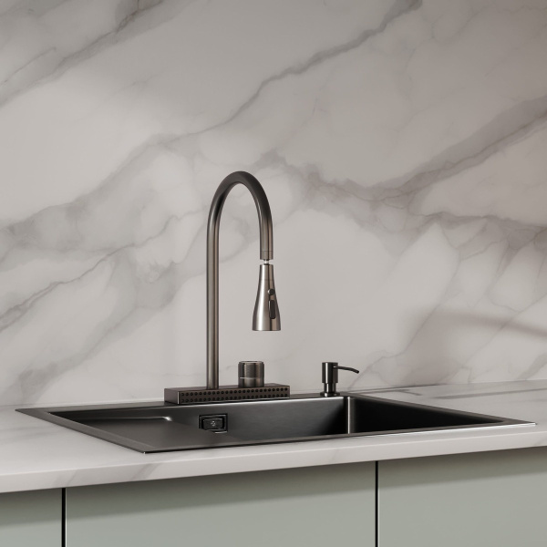 MRK-5851BL-R Набор 2 в1 РМС/кухонная мойка с левым крылом + дозатор