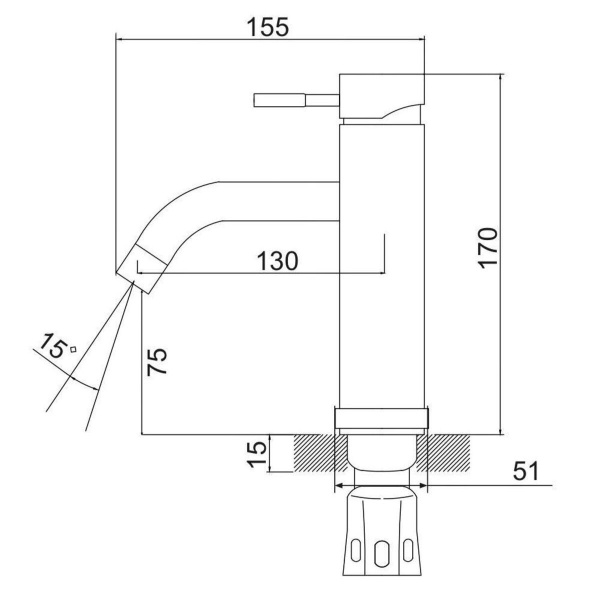Смеситель для раковины РМС SUS128-001F Нержавеющая сталь