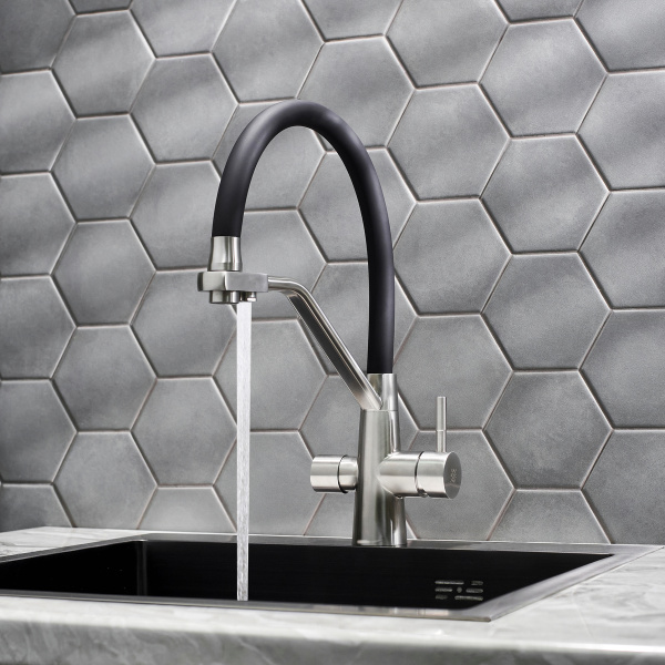 Смеситель для кухни РМС SUS127BL-016F-015 с фильтром для питьевой воды Нержавеющая сталь Черный