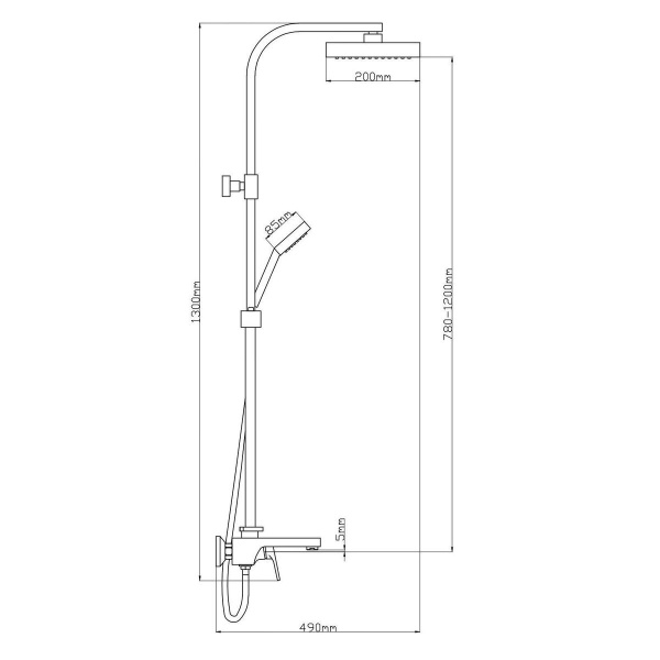 Душевая стойка BOOU B7084-27 с тропическим душем Латунь