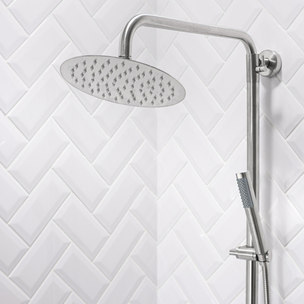 Душевая стойка РМС SUS124-009DK-1 с тропическим душем Нержавеющая сталь