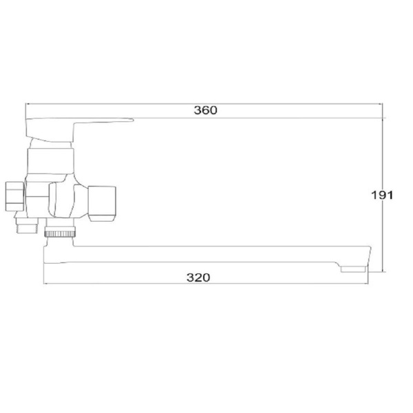 Смеситель для ванны РМС PL6CH-006E с длинным изливом Высокпрочный пластик Хром