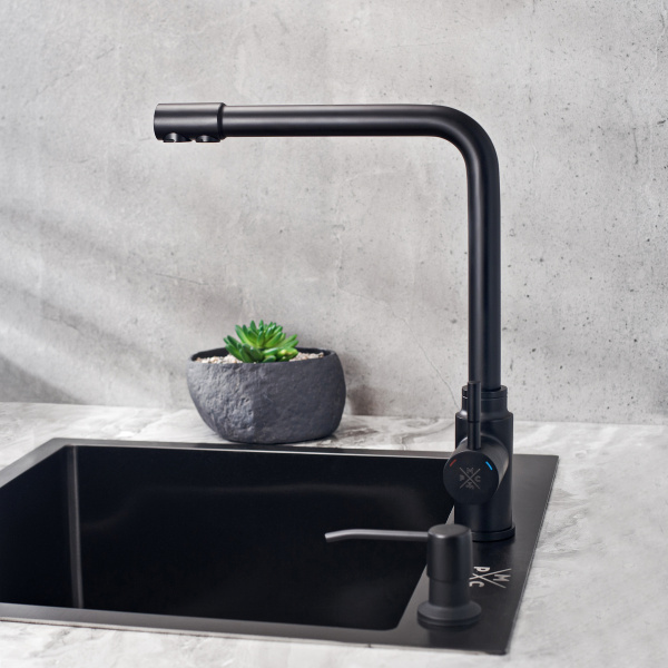 Смеситель для кухни РМС SUS125BL-017F-015 с фильтром для питьевой воды Нержавеющая сталь Черный