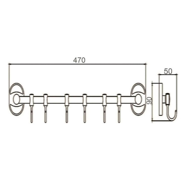 Держатель для полотенца РМС A5026 Шесть крючков трубчатый