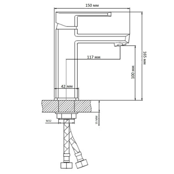 Смеситель для раковины BOOU B8215-1J однорычажный Латунь