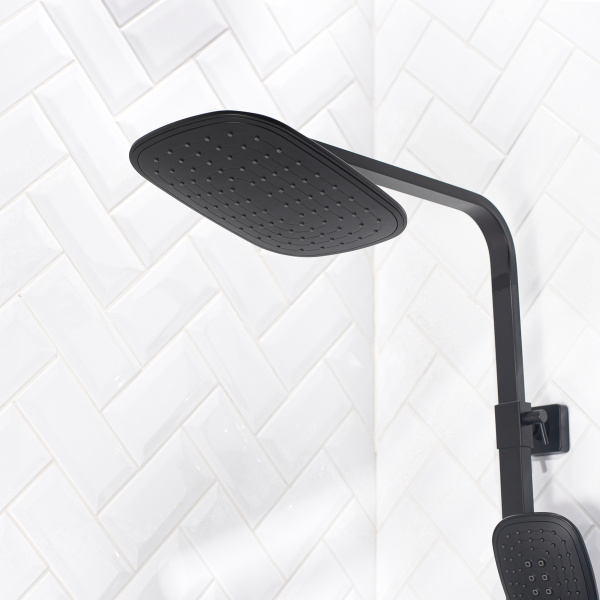 Душевая стойка РМС SUS125BL-009DK с тропическим дуем Нержавеющая сталь Черный