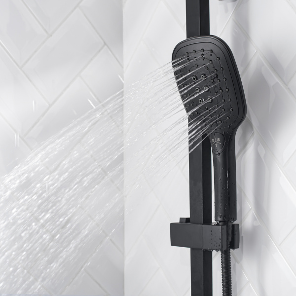 Душевая стойка РМС SUS125BL-009DK с тропическим дуем Нержавеющая сталь Черный