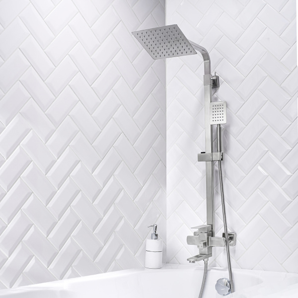 Душевая стойка РМС SUS125-009DK с тропическим душем Нержавеющая сталь