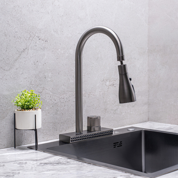 Смеситель для кухни РМС SUS130PVD-017F-2 с PVD покрытием Нержавеющая сталь