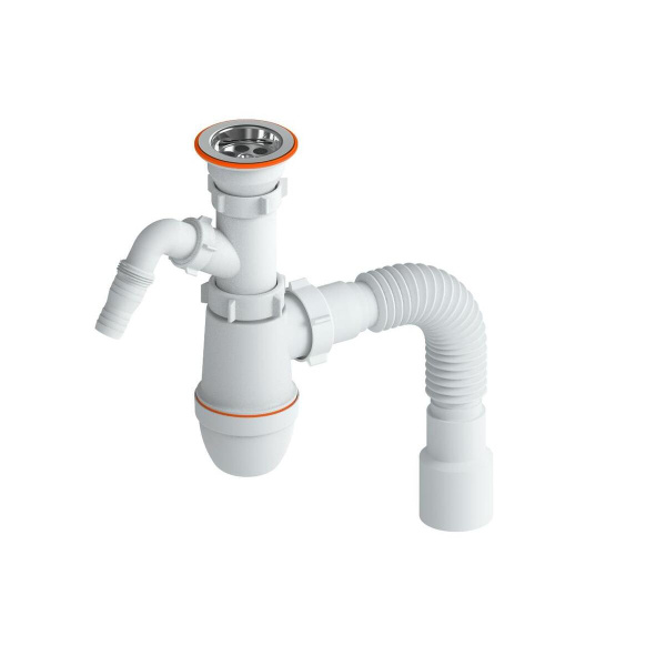 Сифон для раковины с выходом под стиральную машину РМС СУ-03 Белый