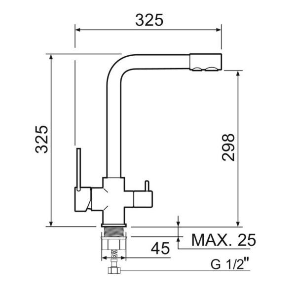 Смеситель для кухни РМС SL130-015F с фильтром для питьевой воды Латунь