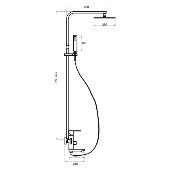 Душевая стойка РМС SUS125-009DK с тропическим душем Нержавеющая сталь