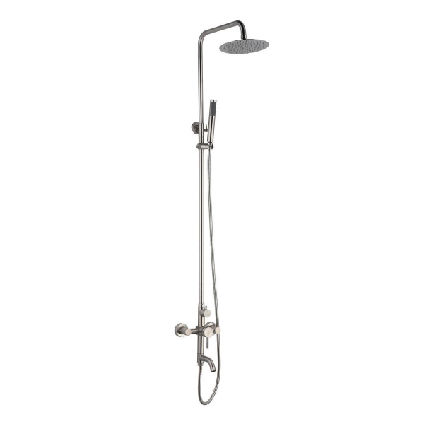 Душевая стойка РМС SUS124-009DK-1 с тропическим душем Нержавеющая сталь