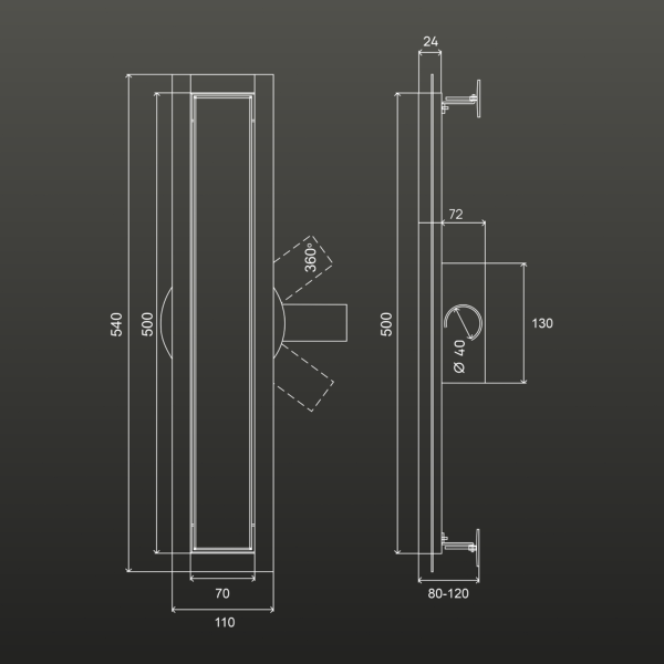 Трап линейный РМС ТЛ02Ч-50х7