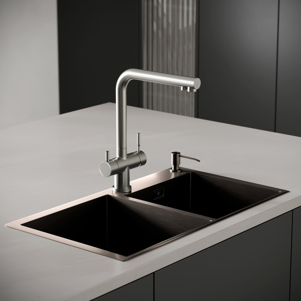 MR-7843BL Набор 3 в 1 РМС (кухонная мойка+ корзина раздвижная+ дозатор врезной)