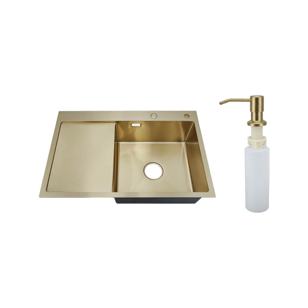 MRK-7851G R Набор 2 в 1 РМС/кухонная мойка с левым крылом + дозатор