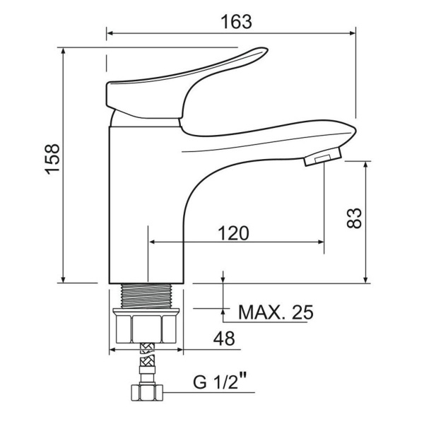 Смеситель для раковины РМС SL120-001F однорычажный Хром